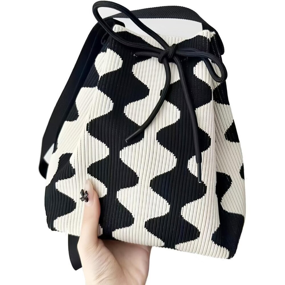 Women's Knitted Yarn Crossbody Bag Top Handle Casual Shoulder Handbag